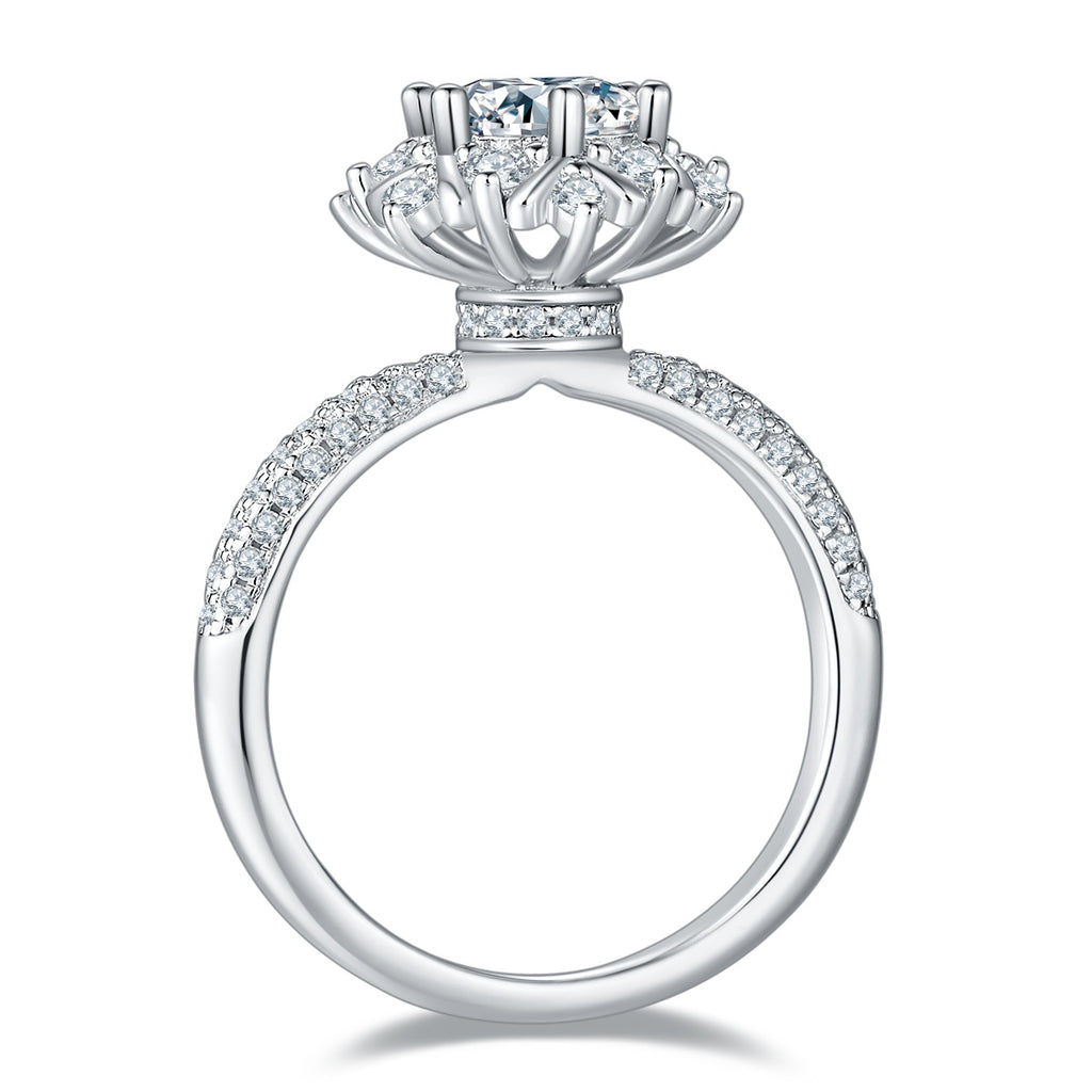 1-carat Luxury And Fashionable Light Luxury Jewelry Silver Ring Set With Top-quality Moissanite, S925 Silver Plated Platinum