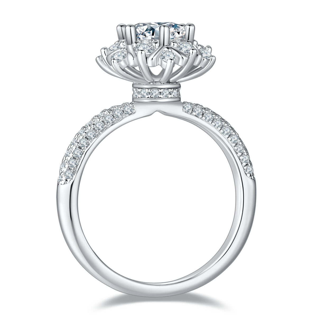 1-carat Luxury And Fashionable Light Luxury Jewelry Silver Ring Set With Top-quality Moissanite, S925 Silver Plated Platinum