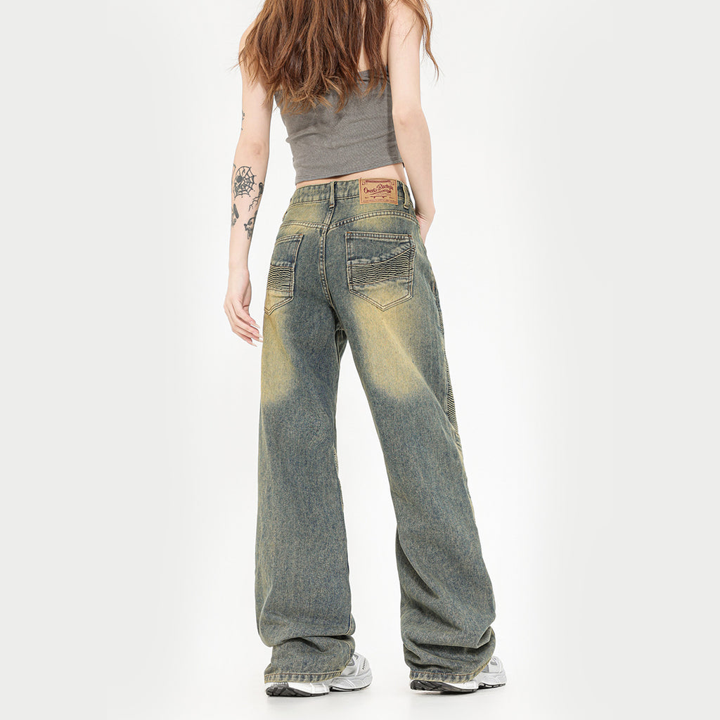 Straight Jeans Yellow Mud Wash Unisex