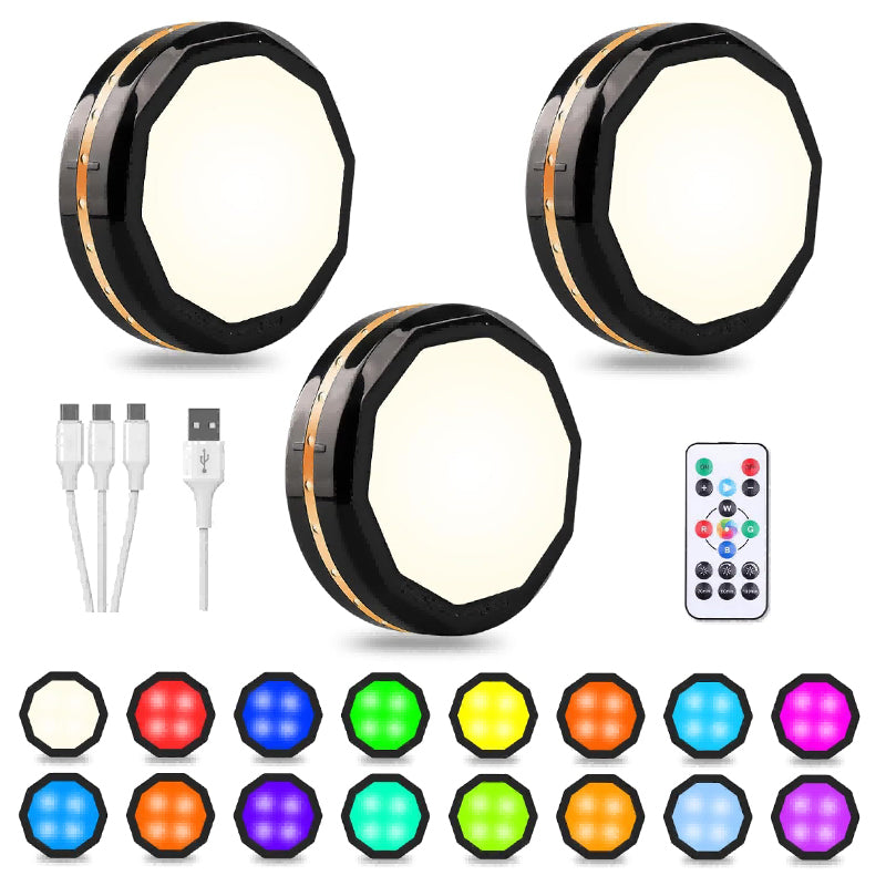 3 Pcs Motion Sensor Lights Indoor, Under Cabinet Light Rechargeable, Wireless LED Closet Lights