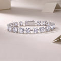 Time Appointment - A Fashionable And Light Luxury Jewelry Silver Bracelet And Bracelet Set With Top-quality Moissanite, S925 Silver Plated Platinum