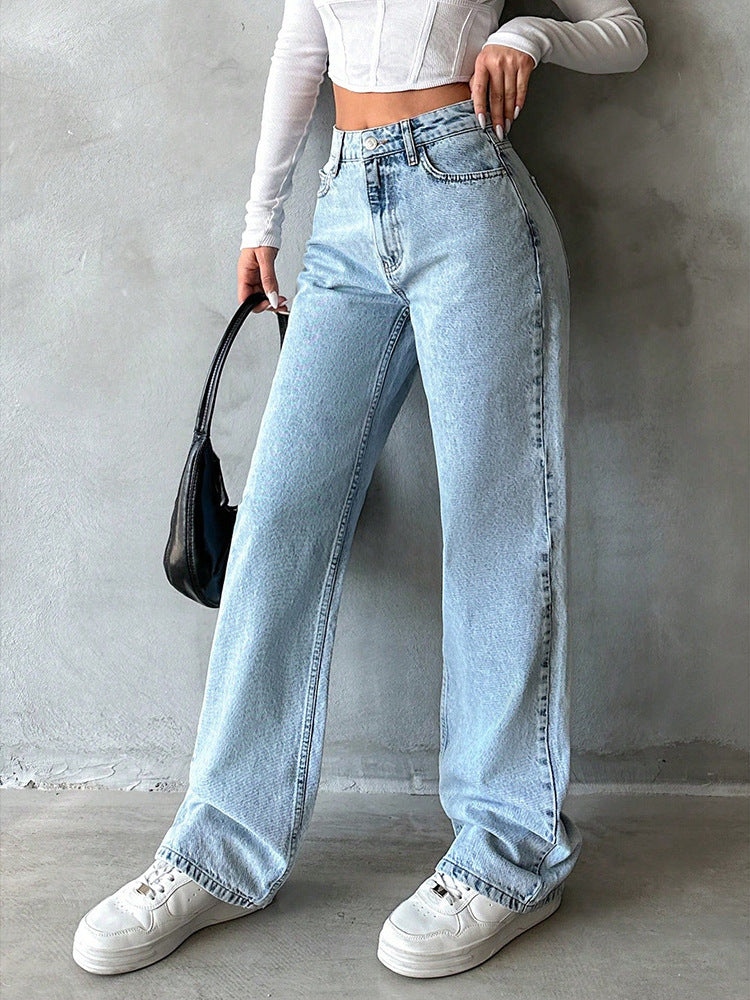 Sweet And Spicy Style High Waist Straight Jeans For Women Daily Use