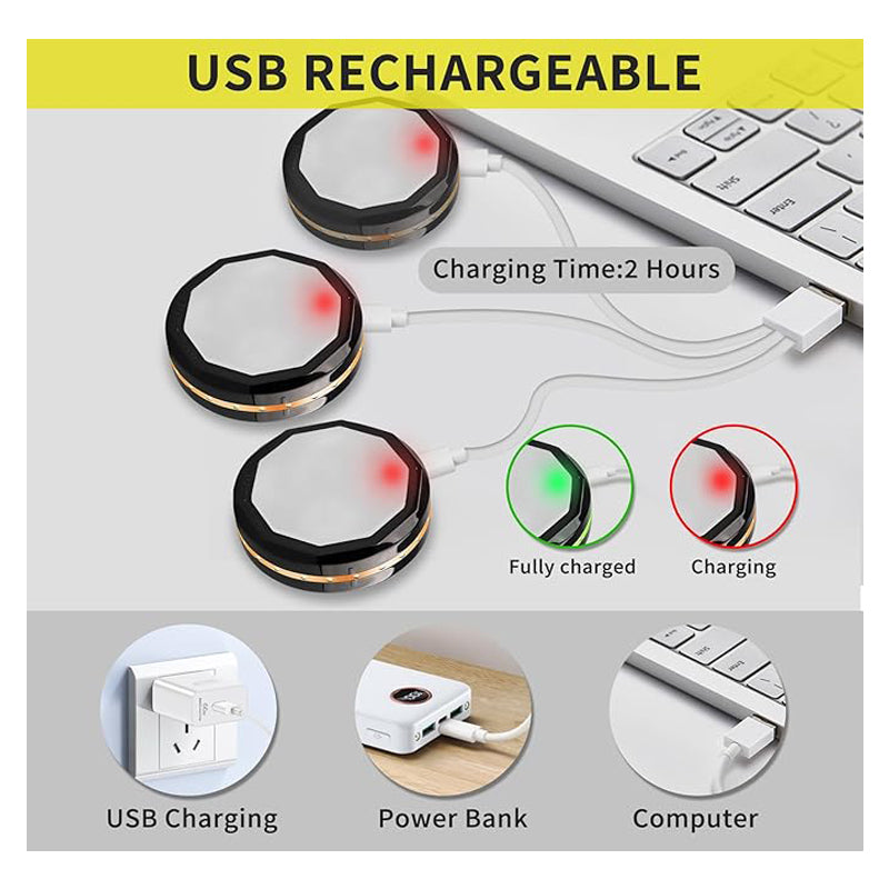 3 Pcs Motion Sensor Lights Indoor, Under Cabinet Light Rechargeable, Wireless LED Closet Lights