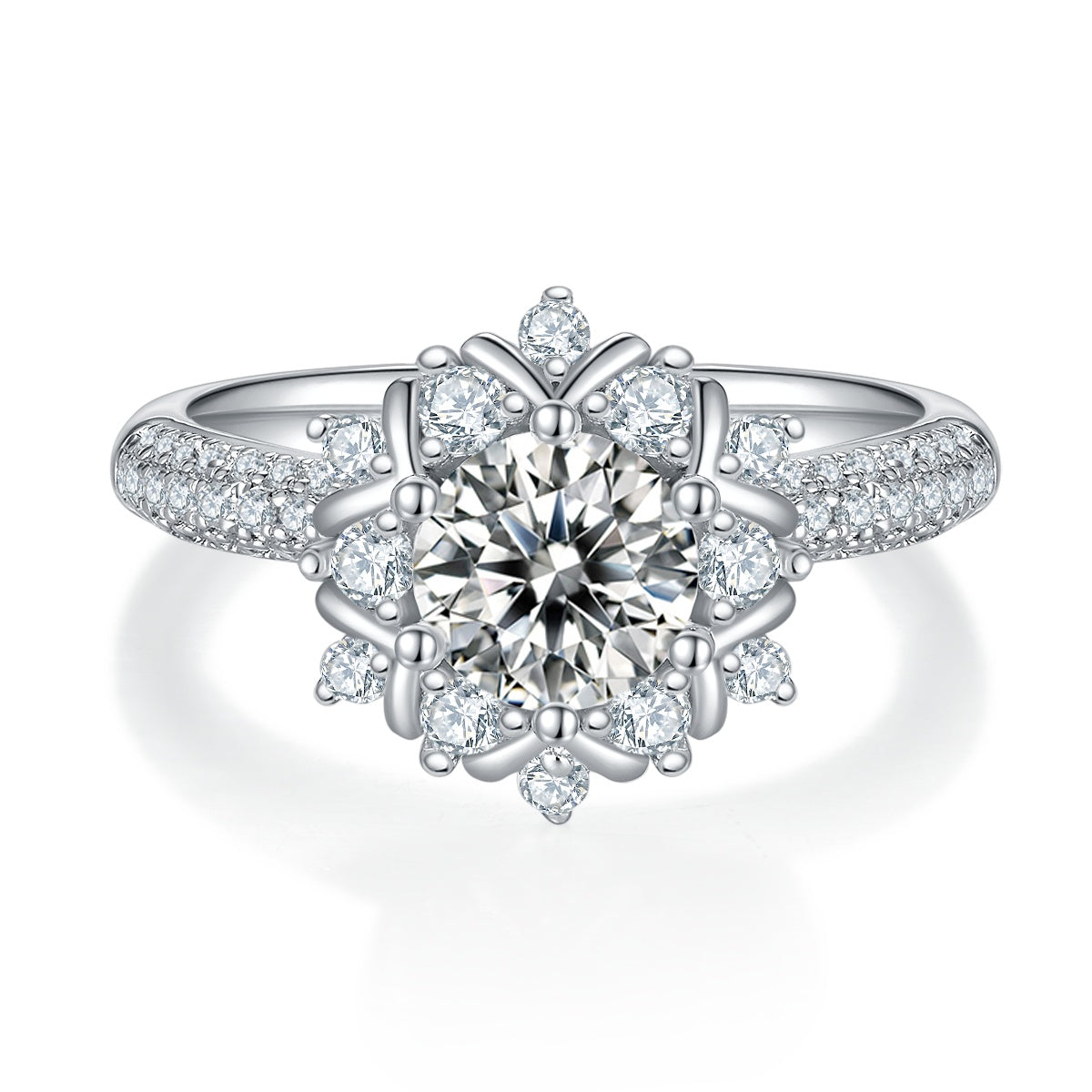 1-carat Luxury And Fashionable Light Luxury Jewelry Silver Ring Set With Top-quality Moissanite, S925 Silver Plated Platinum