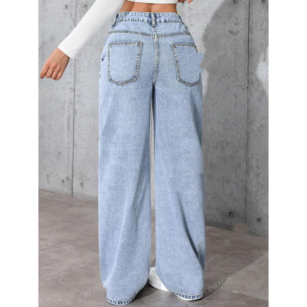Sweet And Spicy Style High Waist Straight Jeans For Women Daily Use